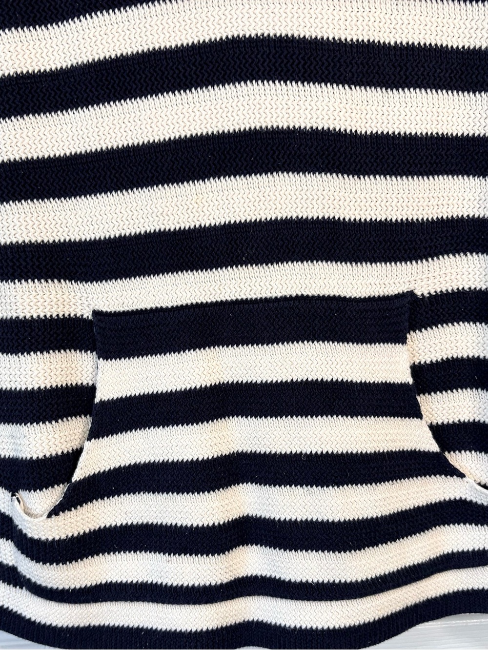 TALBOTS Navy Blue Striped Hoodie Sweater Kangaroo Pocket Nautical Preppy XL - Picture 3 of 6